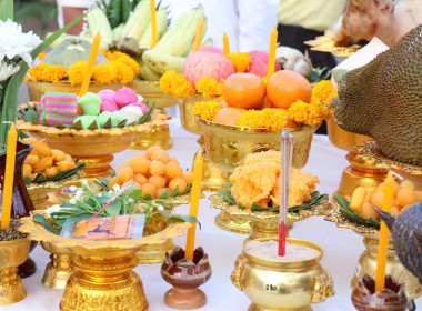 พิธีบวงสรวงตั้งศาลพระภูมิเจ้าที่และทำบุญตักบาตร พารามิเตอร์รูปภาพ 18